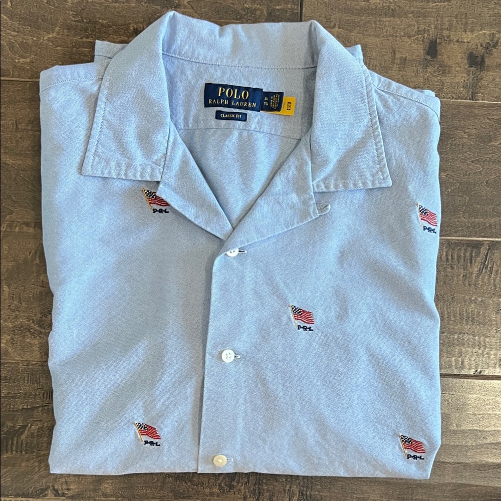 Polo by Ralph Lauren Embroidered American Short Sleeve Shirt Size XL